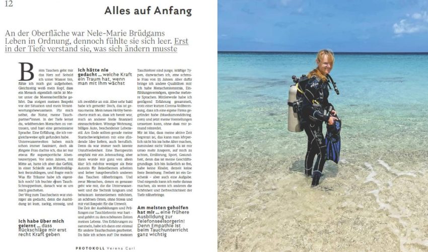 Artikel über Nele in Brigitte Woman - Blue Diamond Diving